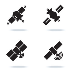 Satellite and orbit communication icons isolated on white background