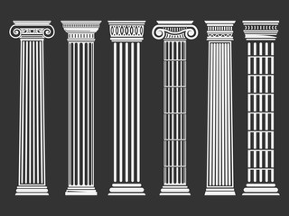 Roman and Greek columns set