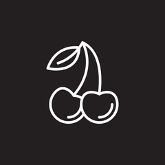 Cherry line icon, outline vector sign, linear pictogram isolated on black. logo illustration