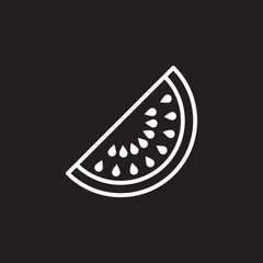 Watermelon line icon, outline vector sign, linear pictogram isolated on black. logo illustration