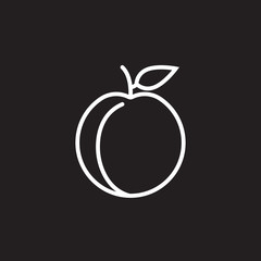 Peach line icon, outline vector sign, linear pictogram isolated on black. logo illustration