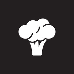 Broccoli icon vector, filled flat sign, solid pictogram isolated on black, logo illustration