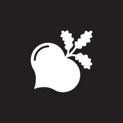 Beet, beetroot icon vector, filled flat sign, solid pictogram isolated on black, logo illustration