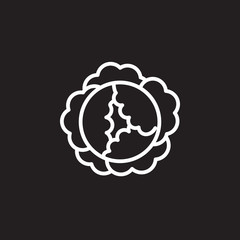 Cabbage line icon, outline vector sign, linear pictogram isolated on black. logo illustration