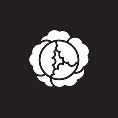 Cabbage icon vector, filled flat sign, solid pictogram isolated on black, logo illustration