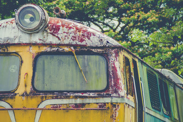 Abandoned Train Bogie / Abandoned Train Bogie Rusty At Kantang In Trang Thailand.