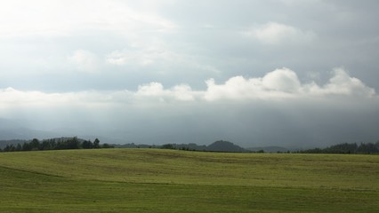 Fototapeta na wymiar 高原の牧草地　北海道風景