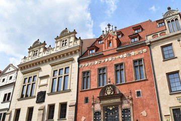 Fototapeta na wymiar Ancient buildings, an example of Bohemian architecture in Prague in Czech Republic