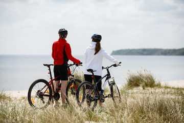 Fototapeta premium Healthy lifestyle - people riding bicycles 