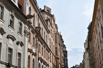 Obraz premium Ancient buildings, an example of Bohemian architecture in Prague in Czech Republic