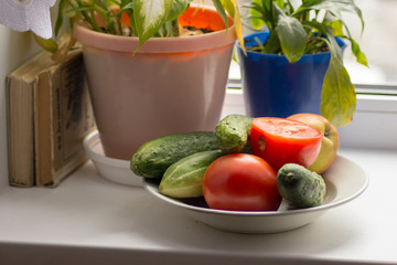 a plate with vegetables