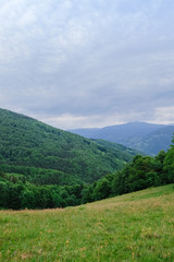 Beautiful landscape in Carpathian mountains, Amazing summer view in cloudy mountains, Ukraine