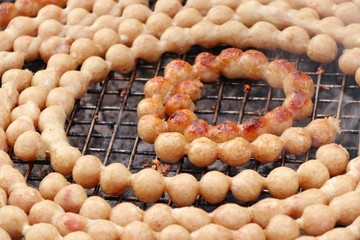 BBQ sausages in the market