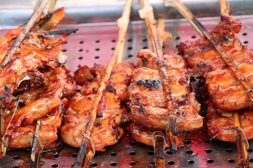 Grilled chicken on street