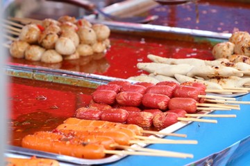fried meatballs and sausage