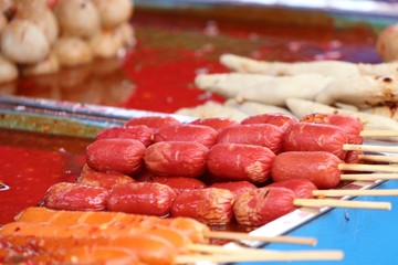 fried meatballs and sausage