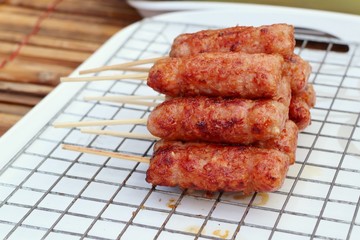 BBQ sausages in the market