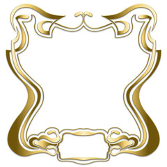 Cadre Art nouveau. Gold. Fond blanc