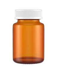 blank glass bottle isolated on white background, 3D rendering