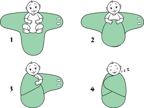 Baby swaddle blanket. Instructions for use