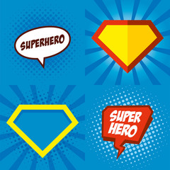 Superhero logo, pop art background