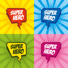 Superhero logo, pop art background