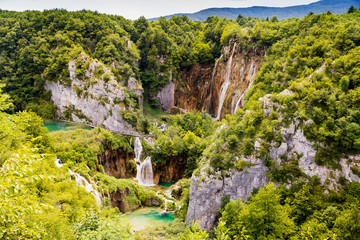 Fototapeta na wymiar Natural wonder of the world - Plitvice lakes national park in Croatia