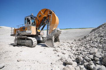Equipment in a chalk quarry