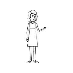 blurred silhouette of woman standing with short hair in dress vector illustration