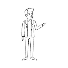 blurred silhouette of man standing in formal clothes and pompadour hairstyle vector illustration