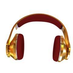 Golden headphones. 3d illustration