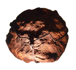 Fragment of the meteorite isolated on white background