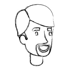 blurred silhouette of young man face with hair and van dyke beard vector illustration