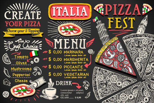 Pizza Menu Italian Food Vector Design