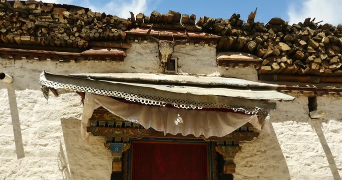 4k Tibet tradition houses with religion pattern,lhasa resident area.