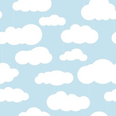 Seamless square pattern with clouds and rain