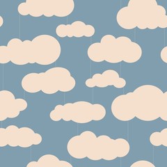 Seamless square pattern with clouds and rain	