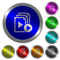 Start playlist luminous coin-like round color buttons