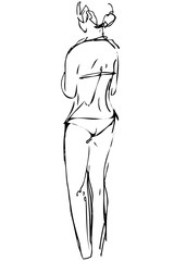 vector sketch shapely girl in bikini