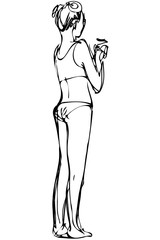 vector sketch shapely girl in bikini