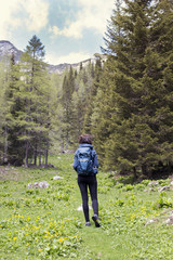 Obraz premium Young woman hiking in mountain