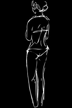 vector sketch shapely girl in bikini