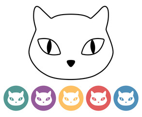 Cat head icons set