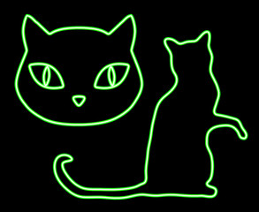 Neon glowing cats