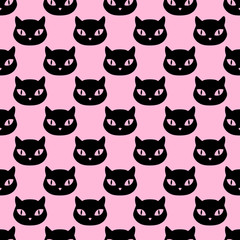 Cat heads seamless pattern