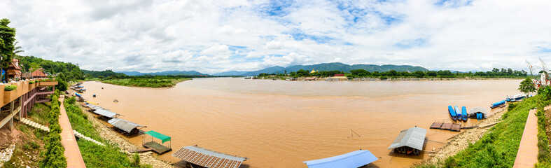 Panorama of Golden Triangle at Mekong River, Chiang Rai Province, Thailand - obrazy, fototapety, plakaty