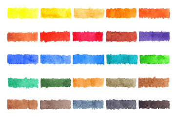 Fototapeta na wymiar Watercolor stripe brush colorful rainbow palette spot background
