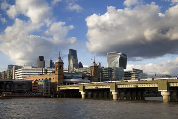 Cannon Street and the City from Southwark, London