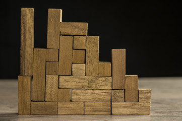 The concept of logical thinking geometric shapes, toy wooden blocks