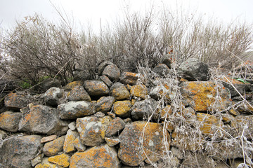 Stone walls in an old garden 